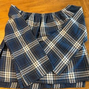 Cloth & Stone off shoulder plaid top